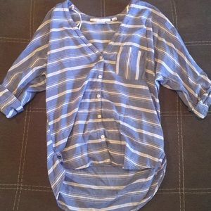 H&M blue and white striped blouse